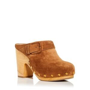 Veronica Beard 'Dacey' Brown Buckled Strap Clogs Size 9